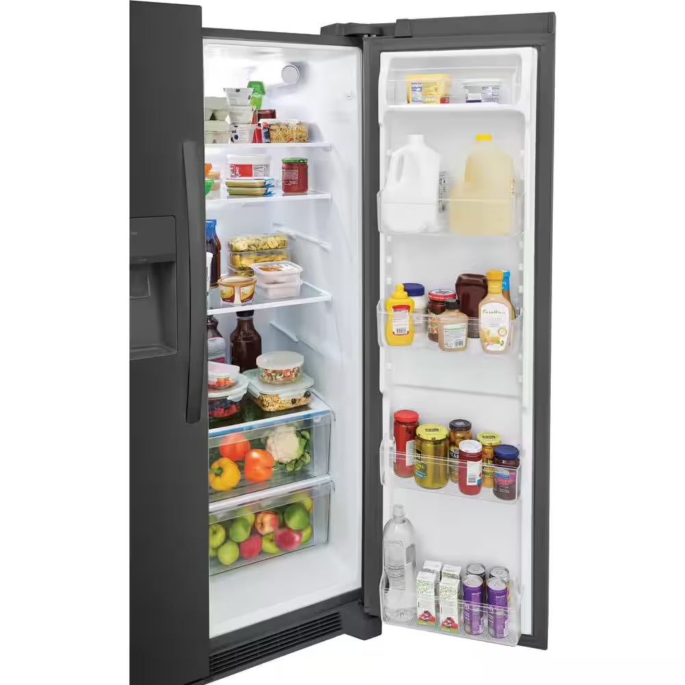 36 In. 25.6 Cu. Ft. Side by Side Refrigerator in Black Stainless Steel