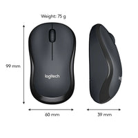 Silent Wireless Mouse, 2.4 Ghz with USB Receiver, 1000 DPI Optical Tracking, Black