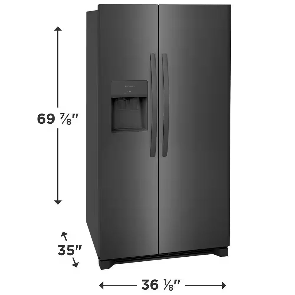 36 In. 25.6 Cu. Ft. Side by Side Refrigerator in Black Stainless Steel