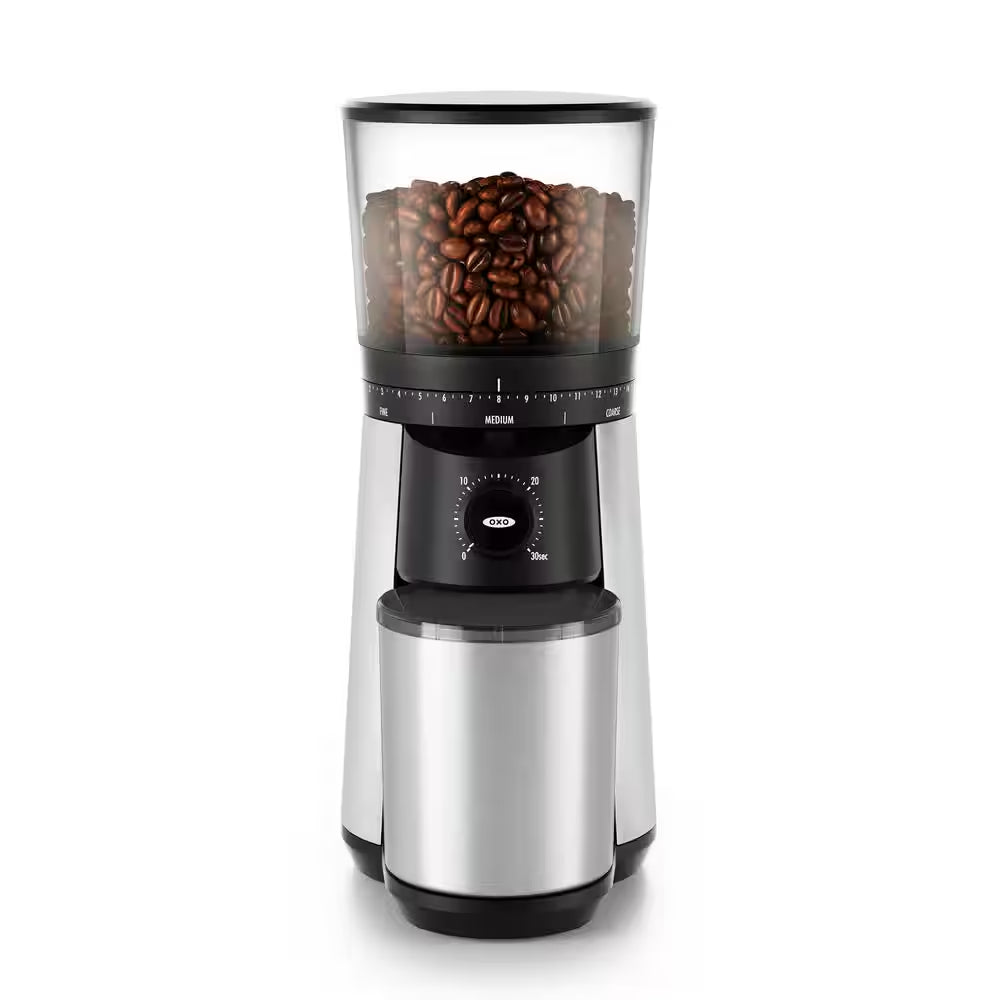 16 Oz. Stainless Steel Conical Coffee Grinder with Adjustable Settings