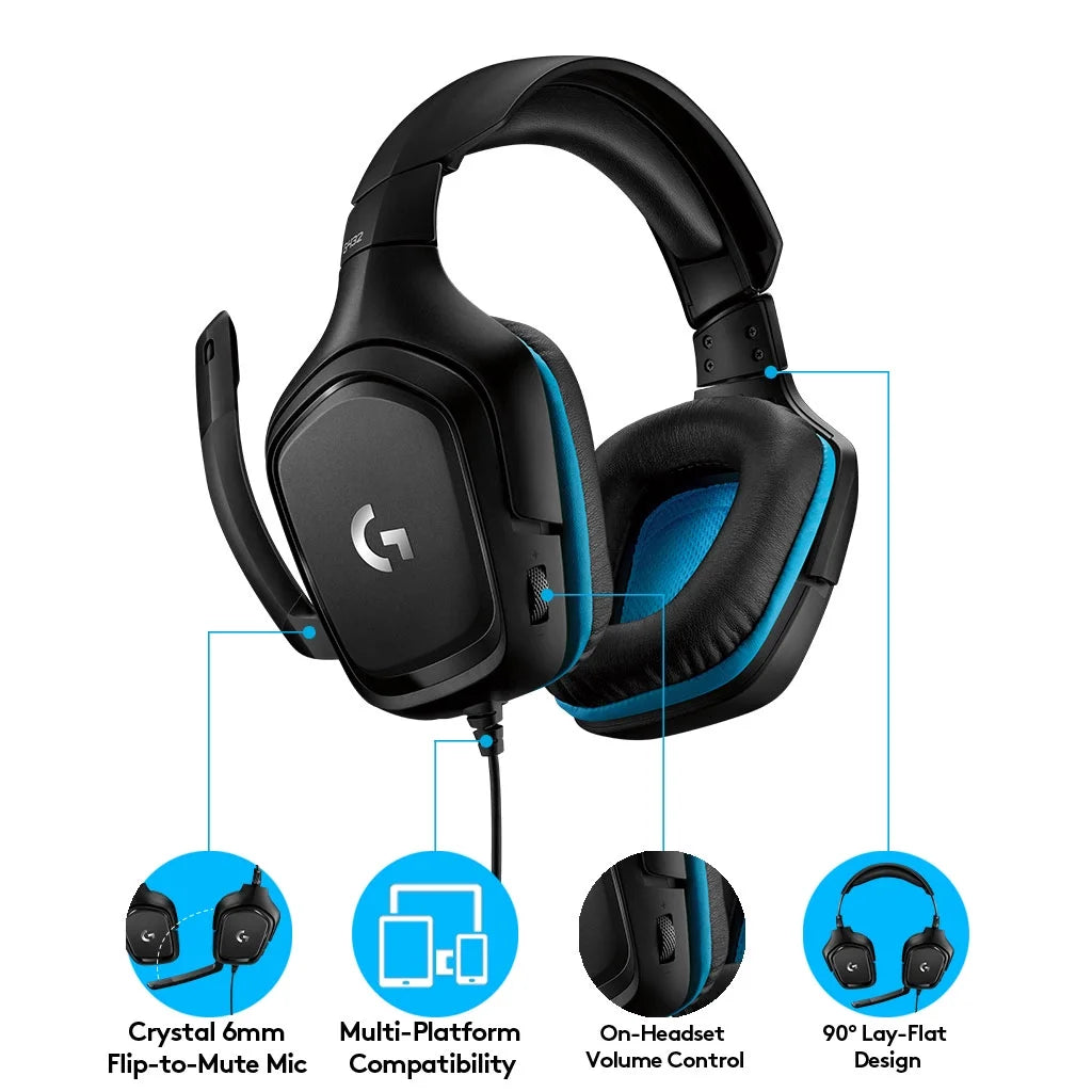 Logitech 432 Wired Gaming Headset, 7.1 Surround Sound