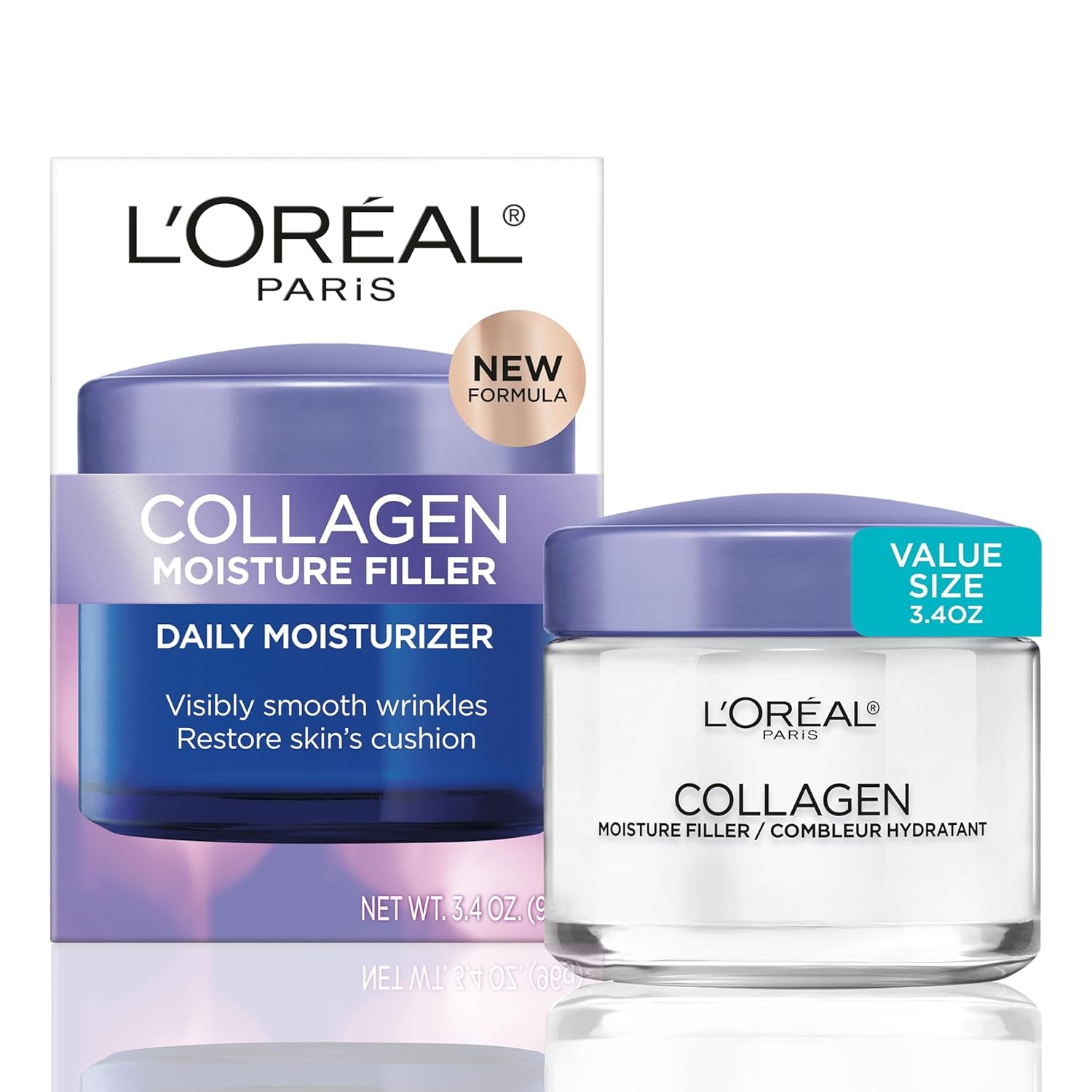 L'Oreal Paris Collagen Daily Face Moisturizer Reduce Wrinkles Face Cream 3.4 Oz