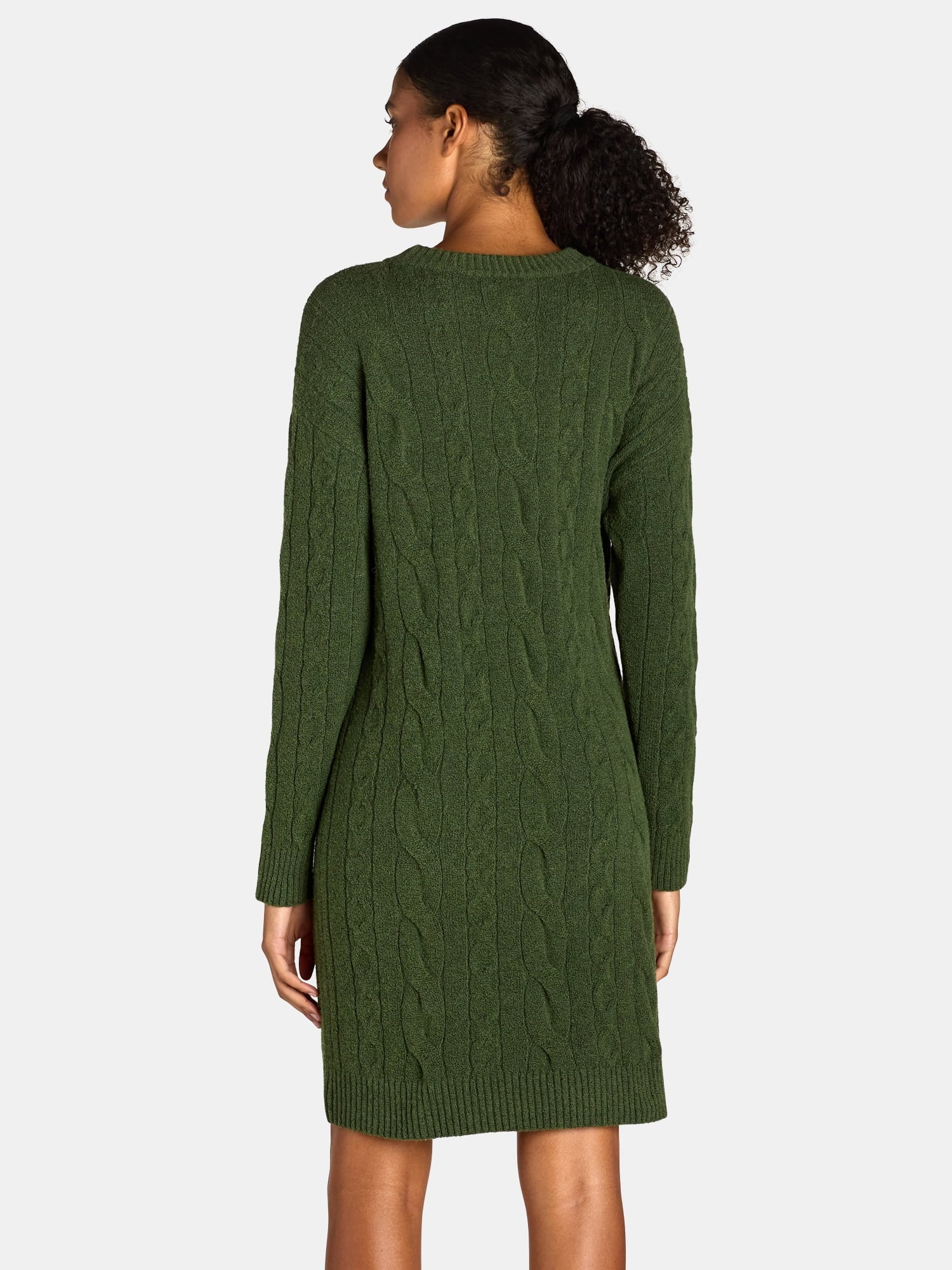 Women's Cable Sweater Dress with Long Sleeves