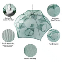 Portable Folded Fishing Bait Trap Net in Green