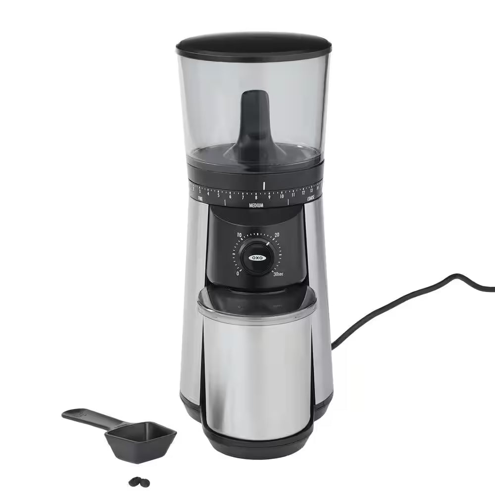 16 Oz. Stainless Steel Conical Coffee Grinder with Adjustable Settings