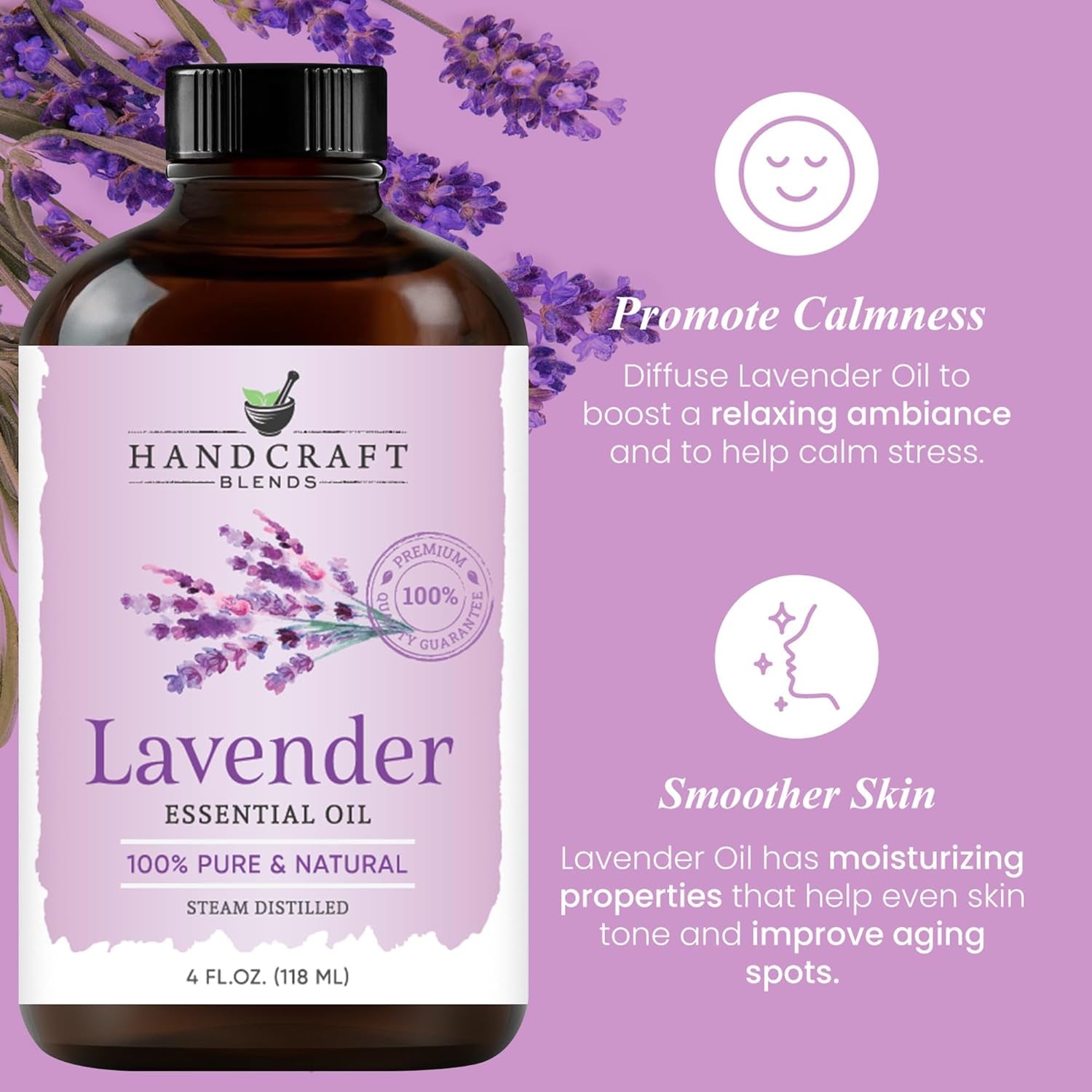 Lavender Essential Oil 4 Fl Oz Diffuser and Aromatherapy