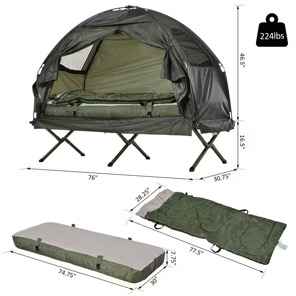 Outsunny Portable Camping Cot Tent with Comfortable Air Mattress