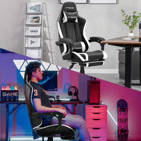 GTWD-200 Ergonomic Gaming Chair with Adjustable Pillows and Footrest