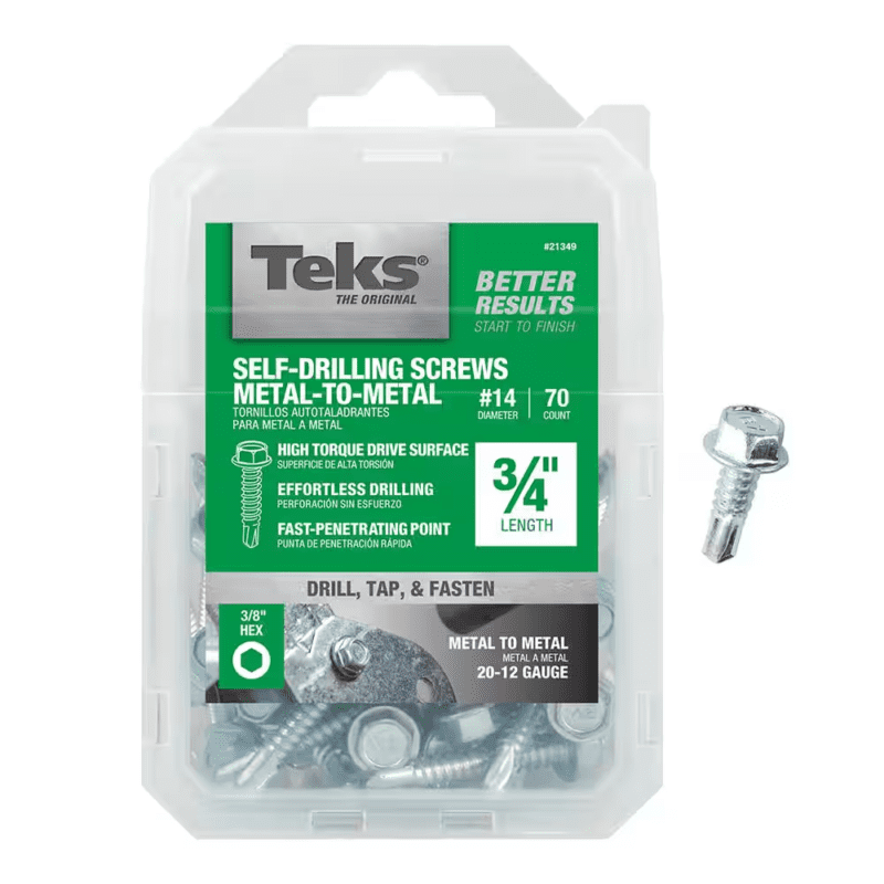 External Hex Washer Head Self-Drilling Screw (70-Pack) - Screw Length: 3/4 In, Size: 14