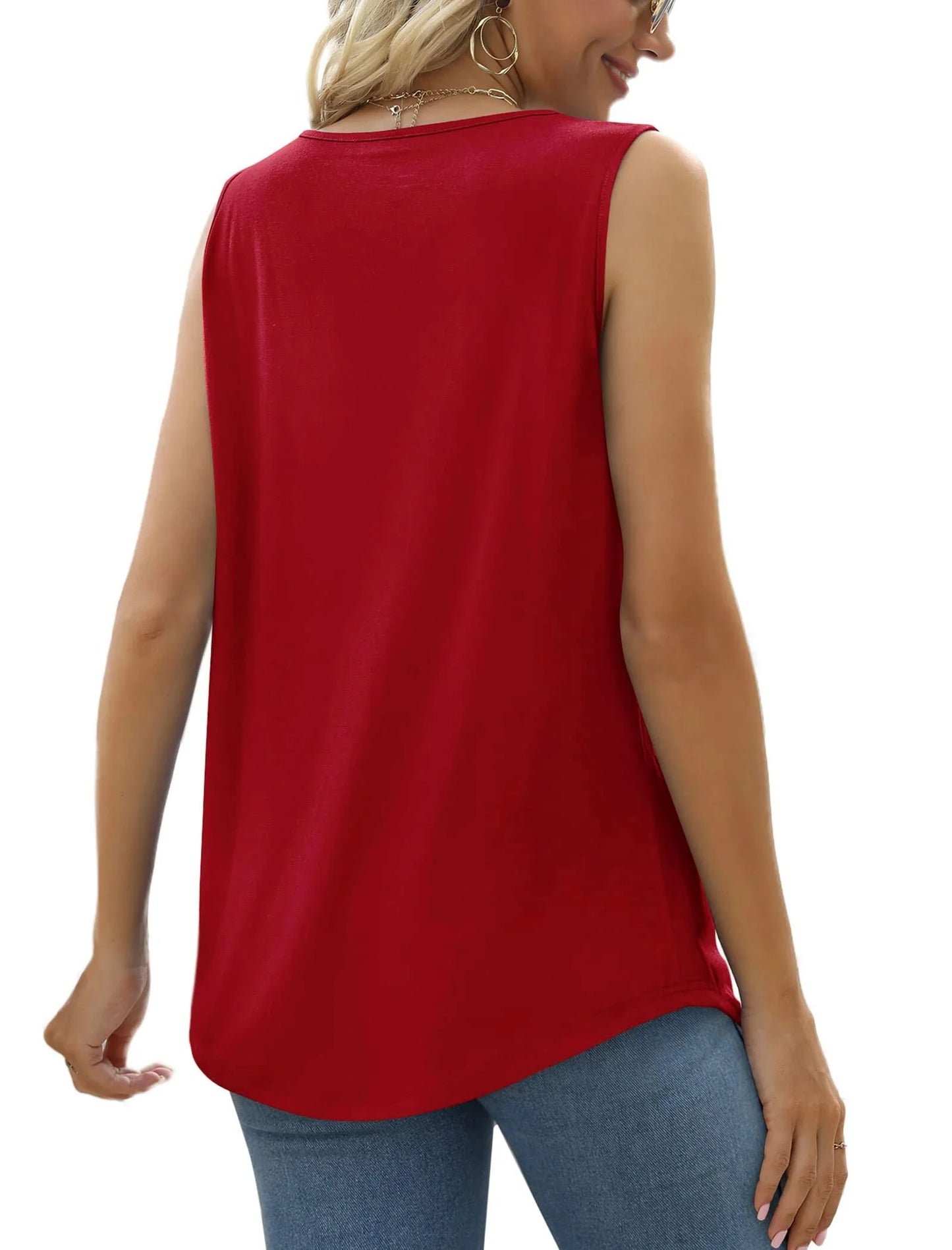 Tank Tops for Women Pleated Square Neck Sleeveless Summer Tops