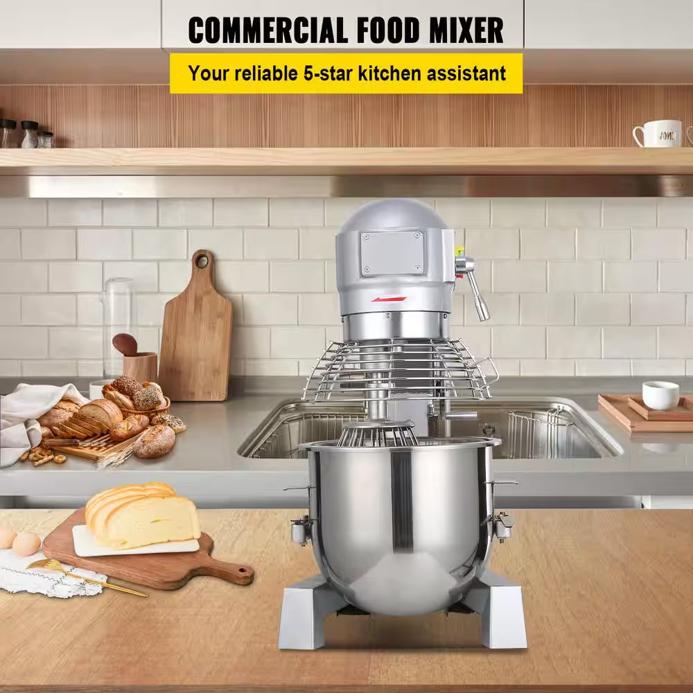 15 Qt. Commercial Food Mixer Adjustable Spiral Mixer with Stainless Steel Bowl