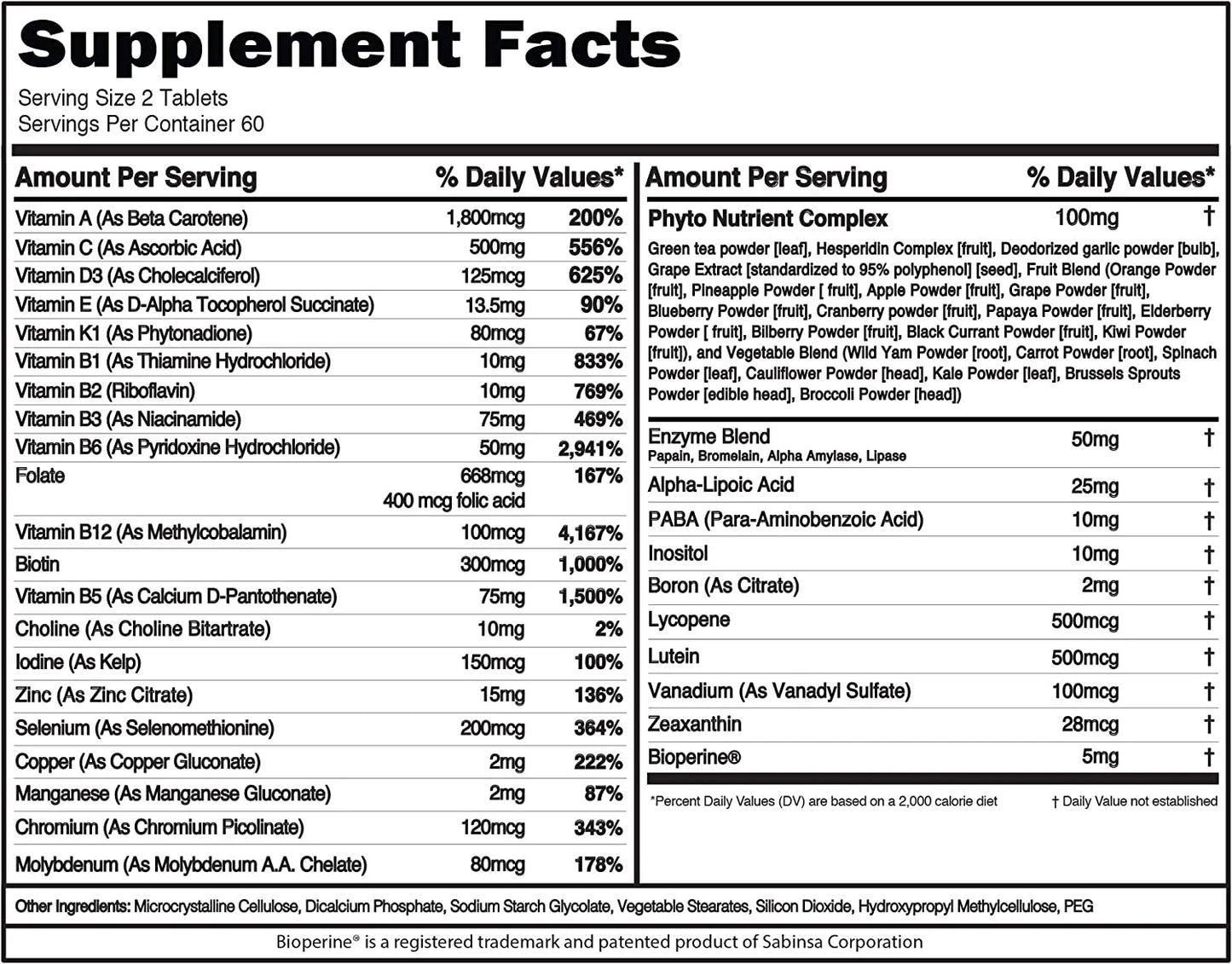 EVL Advanced Daily Multivitamin for Men Vitamins for Energy with Lycopene for Muscle Bone and Immune Support 60 Serving