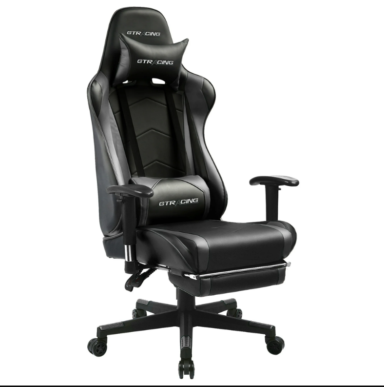 Gaming Chair Office Chair PU Leather with Footrest & Adjustable Headrest