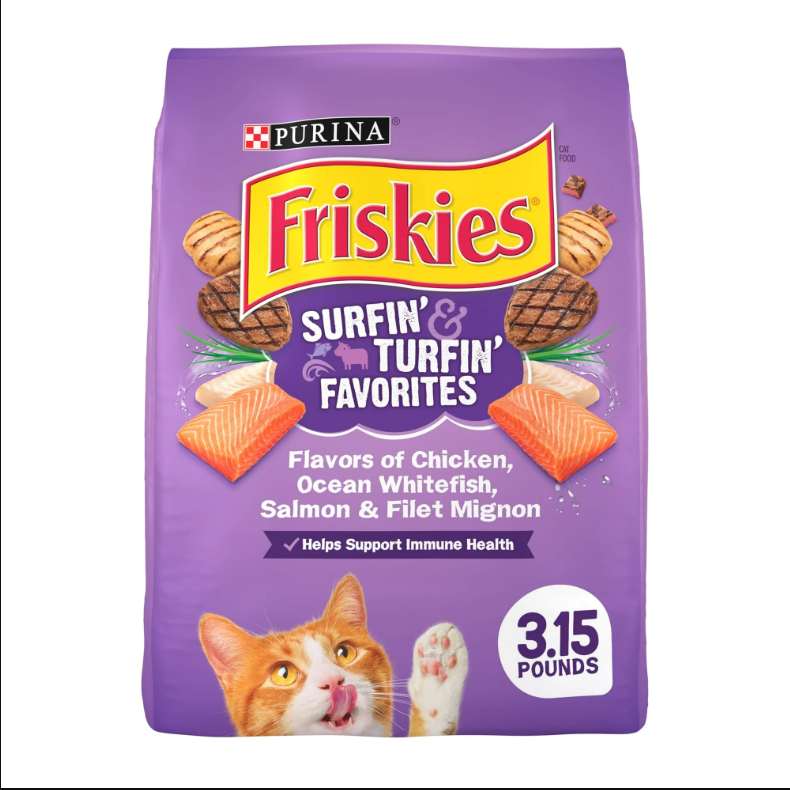 Purina Friskies Surfin' & Turfin', Indoor Dry Cat Food, 3.15 lb Bag