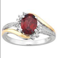 Brilliance Fine Jewelry Red Garnet Diamond Accent Ring