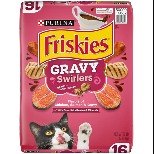 Purina Friskies Gravy Swirlers, Indoor Dry Cat Food, 16 lb Bag