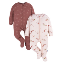 Gerber Baby Girl Sleep´N Play Footed Cotton Pajamas, 2-Pack