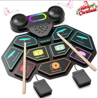 Electric Drum Set for Kids Adults Beginners,9 Pads Roll-up Electronic Drum Set