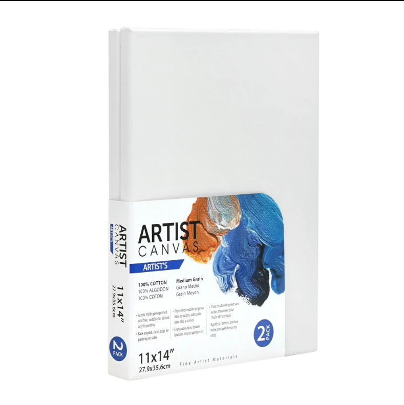 Artist Stretched Canvas, 100% Cotton Acid Free White Canvas