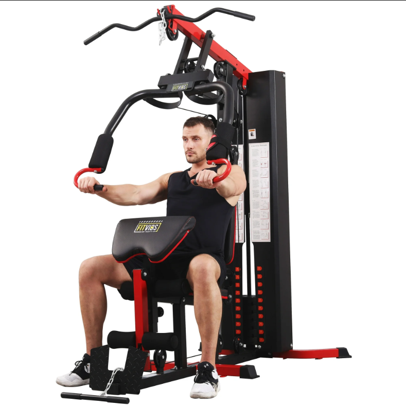 Fitvids LX750 Multifunctional Full Home Gym System Workout Station with 122.5 Lbs