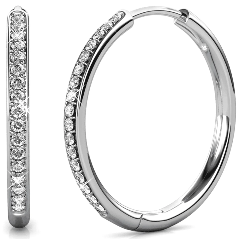 Bianca 18k Drop Dangle Hoop Earrings with Swarovski Crystals