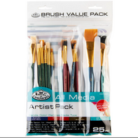 All Media Variety Taklon Wood Handle Paint Brush Value Pack, 25pc