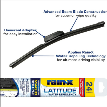 Rain-X Latitude Water Repellency 2-IN-1 Windshield Wiper Blade 24"