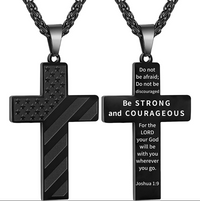 Cross Necklace for Men Bible Verse Joshua 1:9 Pendant Chain