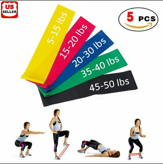 Resistance Bands Loop Set of 5 Exercise Workout CrossFit Fitness