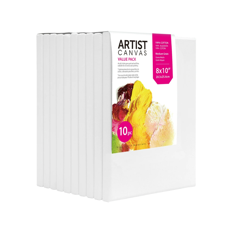 Studio Stretched Canvas, 100% Cotton Acid Free White Canvas