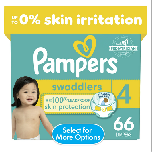 Pampers Swaddlers Baby Diapers, 66 Count