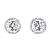 Ariel 18k Plated Halo Stud Earrings with Simulated Diamond Crystals