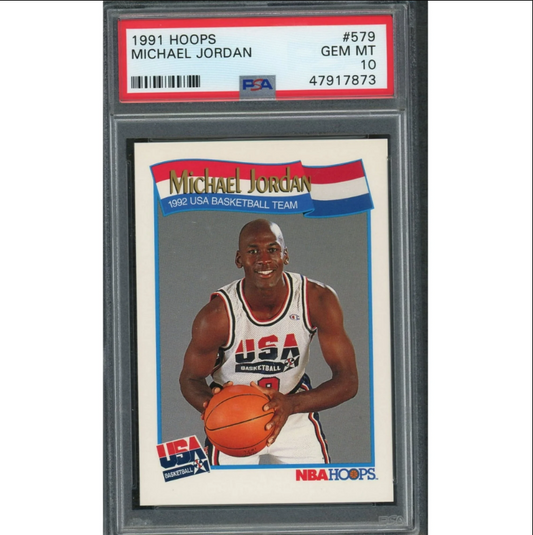 Michael Jordan Team USA Dream Team 1991 Hoops Basketball Card #579 Graded PSA 10 GEM MINT