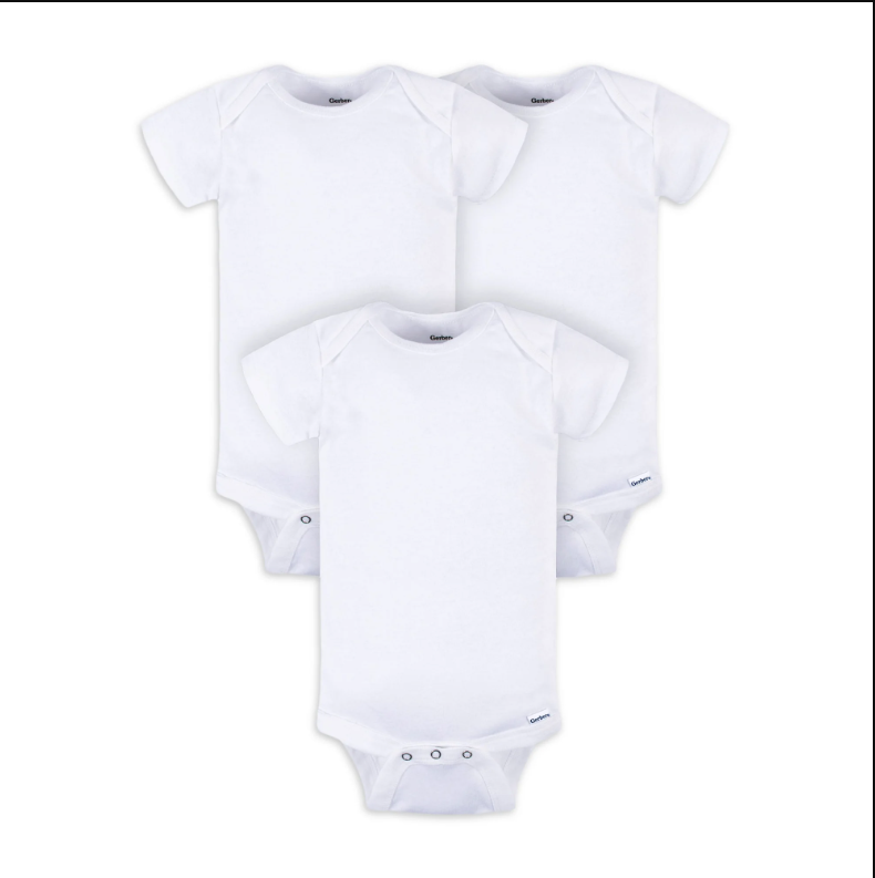 Gerber Baby Girl Short Sleeve Bodysuits, 3-Pack