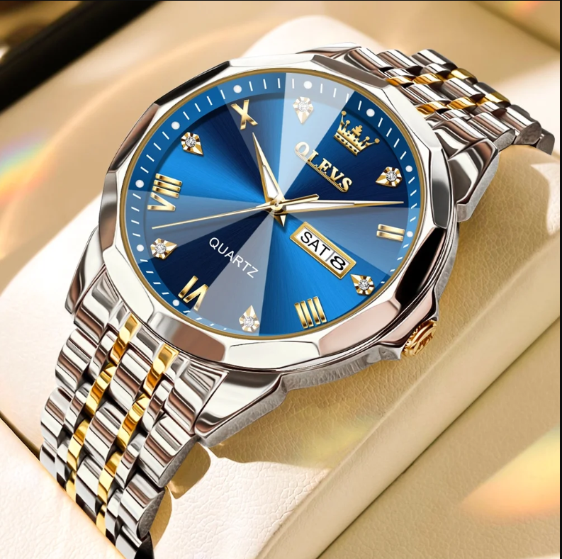 Diamond Analog Quartz Stainless Steel Waterproof Wrist Watch