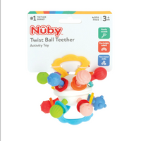 Nuby Textured Twist Ball Baby Teether Toy with Colorful Rattle