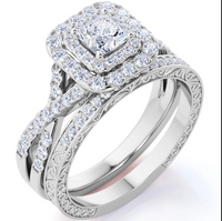 1.25 ct Square Moissanite Twisted Band Wedding Ring Set