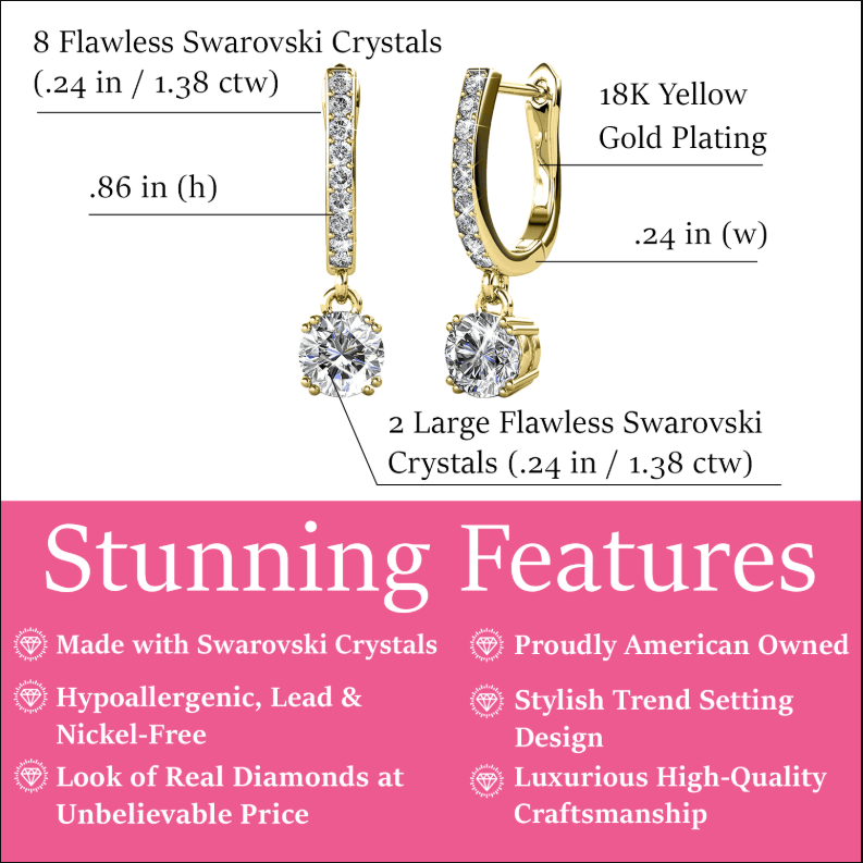 McKenzie 18k Drop Dangle Earrings with Swarovski Crystals