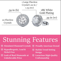 Ariel 18k Plated Halo Stud Earrings with Simulated Diamond Crystals