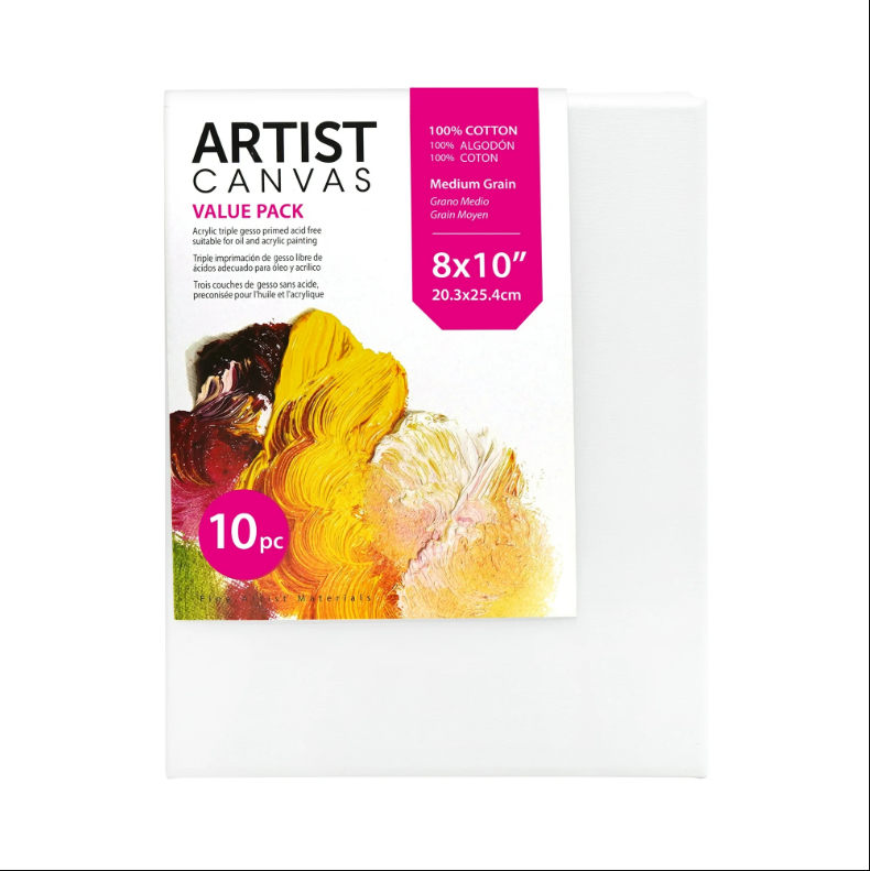 Studio Stretched Canvas, 100% Cotton Acid Free White Canvas