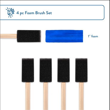 Hello Hobby 4 Pc Foam Paint Brush Set, 1"