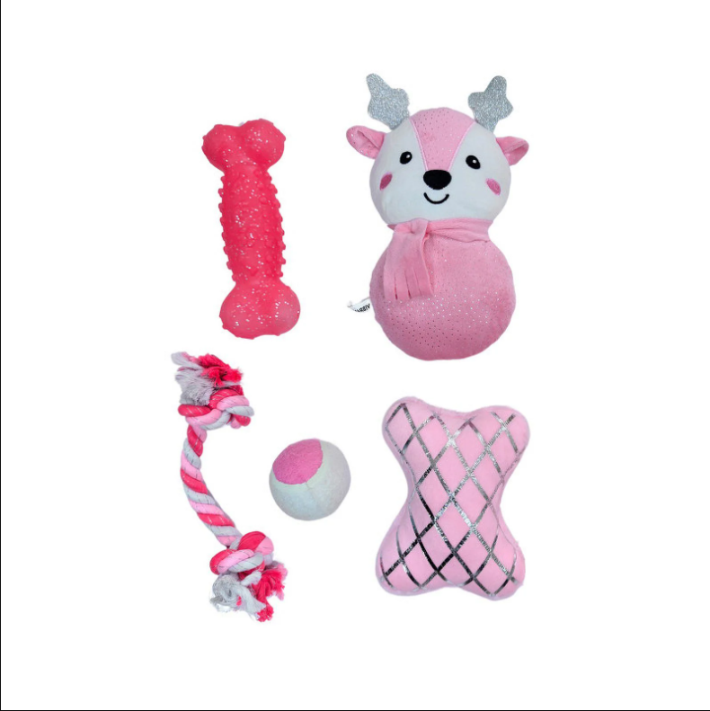 Vibrant Life Holiday 5-Piece Dog Toy Stocking Gift Set