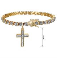 Diamond Accent Cross Charm Tennis Bracelet