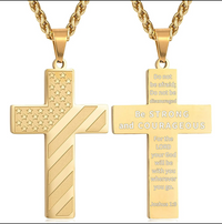 Cross Necklace for Men Bible Verse Joshua 1:9 Pendant Chain