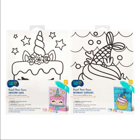 Paint Your Own Mermaid and Cupcake Canvas Assortment