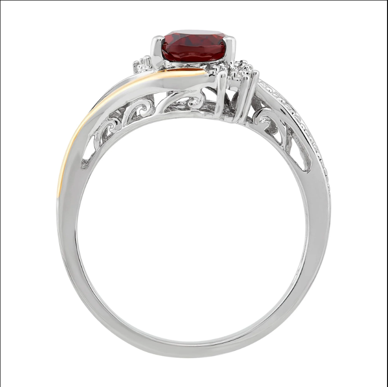 Brilliance Fine Jewelry Red Garnet Diamond Accent Ring