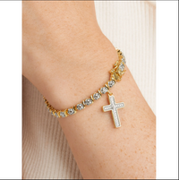 Diamond Accent Cross Charm Tennis Bracelet