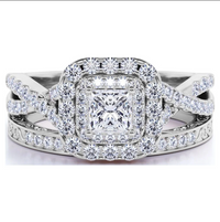 1.25 ct Square Moissanite Twisted Band Wedding Ring Set