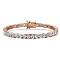 18k Rose Gold Plated Tennis Bracelet with Simulated Diamond