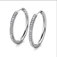 Bianca 18k Drop Dangle Hoop Earrings with Swarovski Crystals